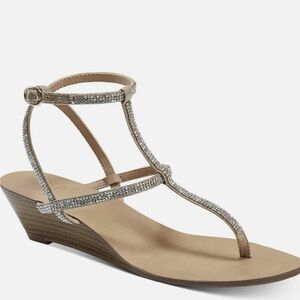 INC Madge Womens T Strap Ankle Wedge Sandals